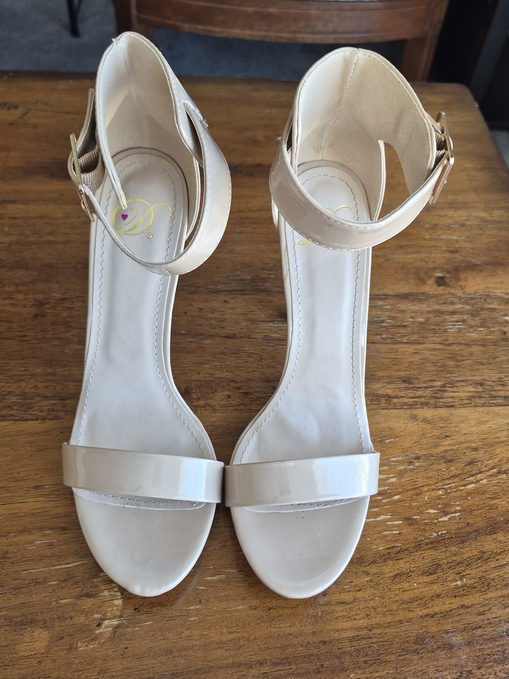 Women's Nude Patent Ankle-Strap Heels - Picture 2 of 7